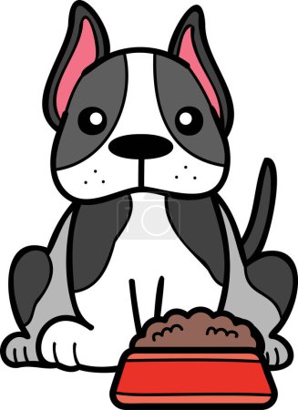 Illustration for Hand Drawn French bulldog with food illustration in doodle style isolated on background - Royalty Free Image