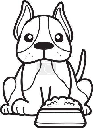Ilustración de Hand Drawn French bulldog with food illustration in doodle style isolated on background - Imagen libre de derechos