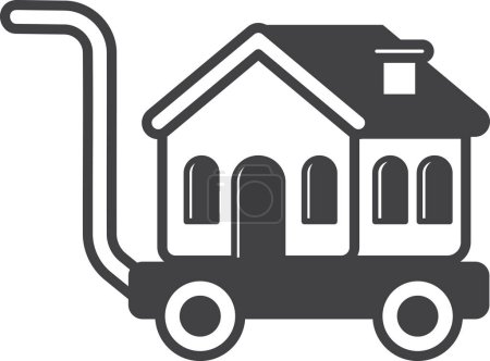 Téléchargez les illustrations : House with warehouse cart illustration in minimal style isolated on background - en licence libre de droit