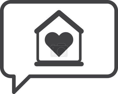 Téléchargez les illustrations : Home and heart illustration in minimal style isolated on background - en licence libre de droit