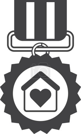 Téléchargez les illustrations : House and medal illustration in minimal style isolated on background - en licence libre de droit