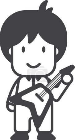 Téléchargez les photos : Guitar player illustration in minimal style isolated on background - en image libre de droit