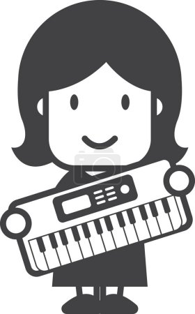 Téléchargez les illustrations : Keyboard player illustration in minimal style isolated on background - en licence libre de droit