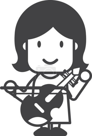Téléchargez les illustrations : Violin player illustration in minimal style isolated on background - en licence libre de droit