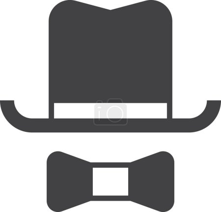 Illustration for Top hat with bow illustration in minimal style isolated on background - Royalty Free Image