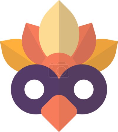 Téléchargez les illustrations : Tribal mask illustration in minimal style isolated on background - en licence libre de droit