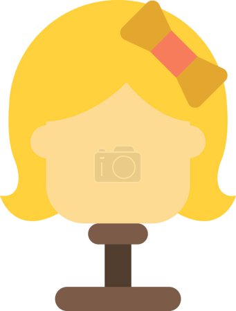 Téléchargez les illustrations : Women wigs illustration in minimal style isolated on background - en licence libre de droit