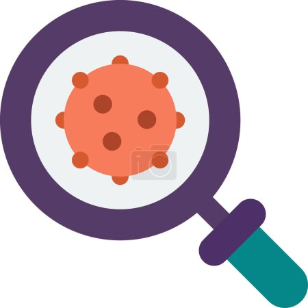 Illustration for Magnifying glass and virus illustration in minimal style isolated on background - Royalty Free Image