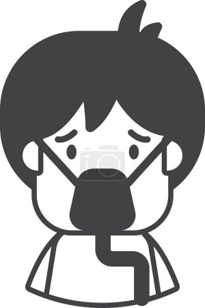 Illustration for Patient with breathing tube illustration in minimal style isolated on background - Royalty Free Image