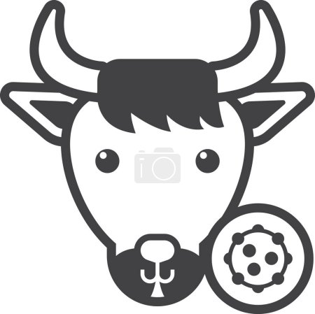 Téléchargez les illustrations : Cow and virus illustration in minimal style isolated on background - en licence libre de droit