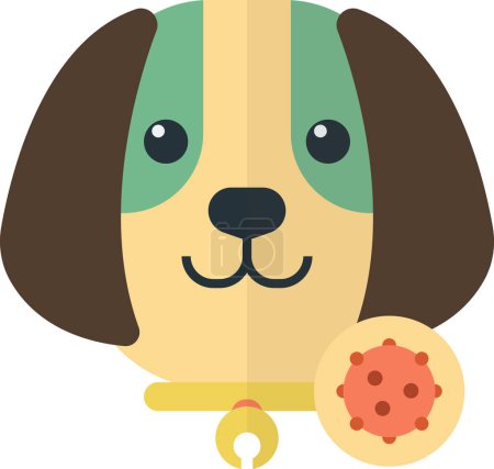 Téléchargez les illustrations : Dog with virus illustration in minimal style isolated on background - en licence libre de droit