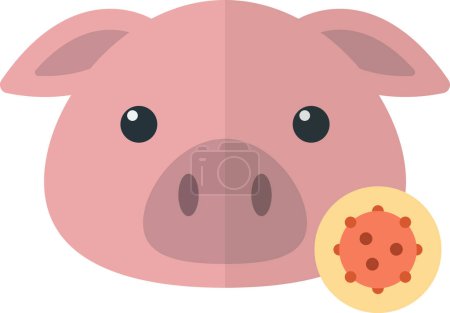 Illustration for Pig and virus illustration in minimal style isolated on background - Royalty Free Image