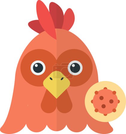 Illustration for Chicken and virus illustration in minimal style isolated on background - Royalty Free Image