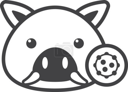 Illustration for Pig and virus illustration in minimal style isolated on background - Royalty Free Image