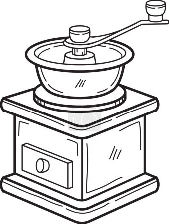 Ilustración de Hand Drawn Manual coffee grinder with coffee beans illustration in doodle style isolated on background - Imagen libre de derechos