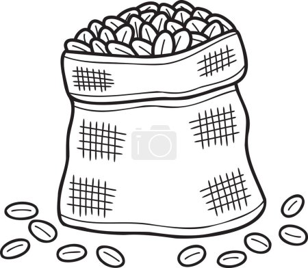 Téléchargez les illustrations : Hand Drawn coffee bean sack illustration in doodle style isolated on background - en licence libre de droit