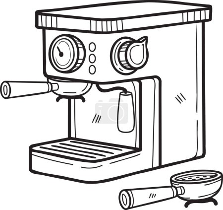 Illustration for Hand Drawn Coffee machines for baristas illustration in doodle style isolated on background - Royalty Free Image