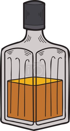Illustration for Hand Drawn bottle of whiskey illustration in doodle style isolated on background - Royalty Free Image