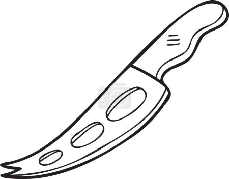 Téléchargez les illustrations : Hand Drawn cheese knife illustration in doodle style isolated on background - en licence libre de droit