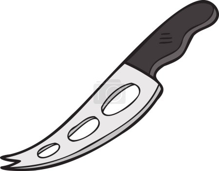 Téléchargez les illustrations : Illustration au couteau à fromage dessiné à la main dans un style doodle isolé sur fond - en licence libre de droit