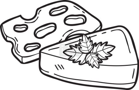 Illustration for Hand Drawn sliced cheese illustration in doodle style isolated on background - Royalty Free Image
