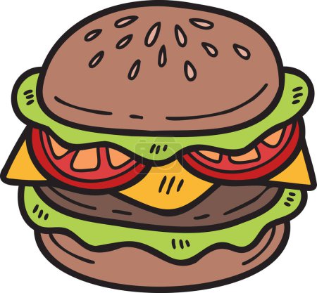 Téléchargez les illustrations : Hand Drawn hamburger illustration in doodle style isolated on background - en licence libre de droit