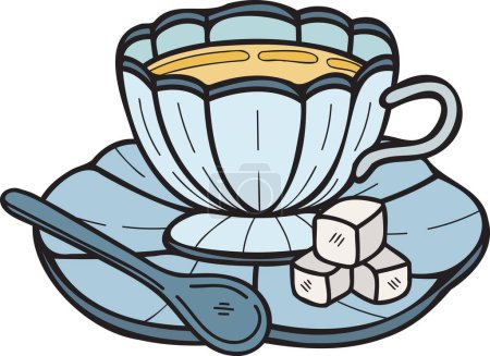 Illustration for Hand Drawn English tea cup illustration in doodle style isolated on background - Royalty Free Image