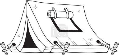Illustration for Hand Drawn tent for camping illustration in doodle style isolated on background - Royalty Free Image