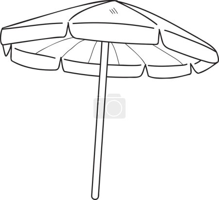 Téléchargez les illustrations : Illustration de parasol dessinée à la main dans un style doodle isolé sur fond - en licence libre de droit