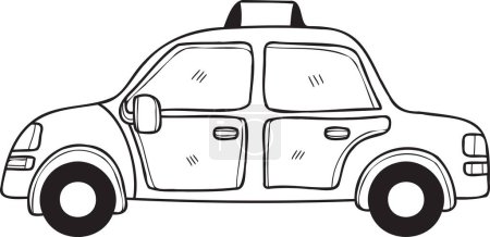 Téléchargez les illustrations : Illustration de taxi dessinée à la main dans le style doodle isolé sur fond - en licence libre de droit