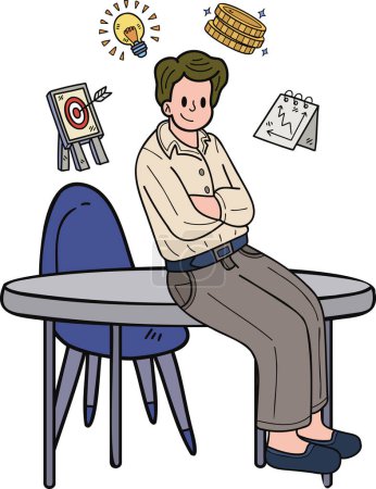 Illustration for The male boss smiled confidently illustration in doodle style isolated on background - Royalty Free Image