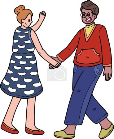 Illustration for Business people shaking hands illustration in doodle style isolated on background - Royalty Free Image