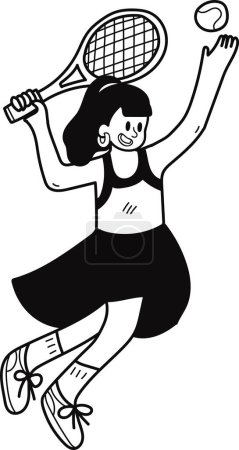 Ilustración de Tenista femenina ilustración en estilo doodle aislado sobre fondo - Imagen libre de derechos