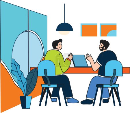 Ilustración de Gente de negocios reunida en la sala de conferencias ilustración en estilo doodle aislado en el fondo - Imagen libre de derechos
