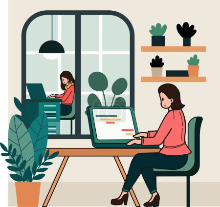 Téléchargez les illustrations : Les femmes entrepreneurs ont des réunions en ligne illustration dans le style doodle isolé sur fond - en licence libre de droit