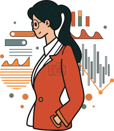 Téléchargez les illustrations : Entrepreneurs féminines et investissement en ligne illustration dans le style doodle isolé sur fond - en licence libre de droit