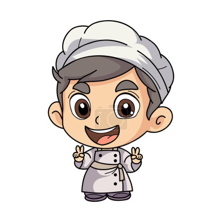 Illustration for Happy chef male character illustration in doodle style isolated on background - Royalty Free Image