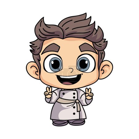 Ilustración de Chef feliz personaje masculino ilustración en estilo doodle aislado en el fondo - Imagen libre de derechos