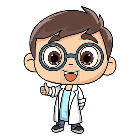 Illustration for Happy knowledgeable male doctor character illustration in doodle style isolated on background - Royalty Free Image