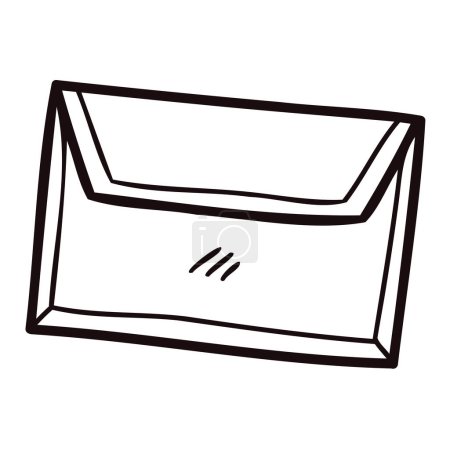 Téléchargez les illustrations : Enveloppe mignonne dessinée à la main dans le style doodle isolé sur fond - en licence libre de droit