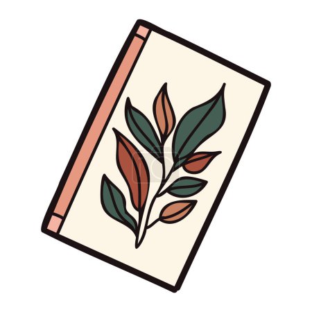 Ilustración de Cuaderno lindo dibujado a mano con hojas en estilo garabato aislado en el fondo - Imagen libre de derechos