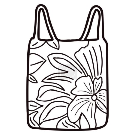 Illustration for Hand Drawn cute Tote bag with flowers in doodle style isolated on background - Royalty Free Image