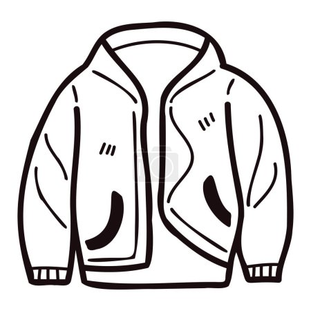Téléchargez les illustrations : Manteaux mignons dessinés à la main pour les hommes dans le style doodle isolé sur fond - en licence libre de droit