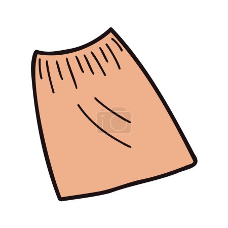 Téléchargez les illustrations : Jupe dessinée à la main pour les femmes dans le style doodle isolé sur fond - en licence libre de droit