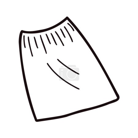 Téléchargez les illustrations : Jupe dessinée à la main pour les femmes dans le style doodle isolé sur fond - en licence libre de droit