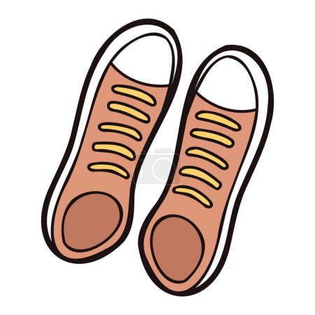 Ilustración de Zapatillas de deporte lindo dibujado a mano en estilo doodle aislado en el fondo - Imagen libre de derechos