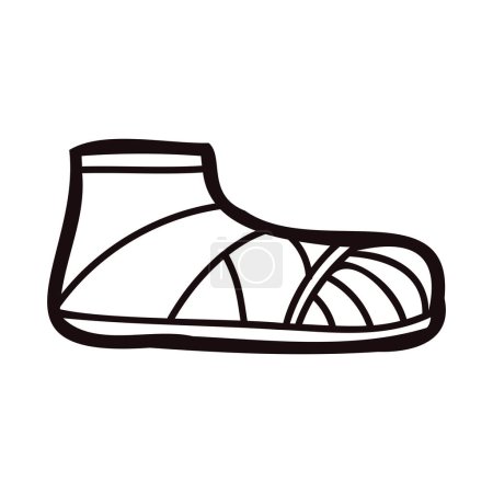 Téléchargez les illustrations : Baskets mignonnes dessinées à la main dans le style doodle isolé sur fond - en licence libre de droit