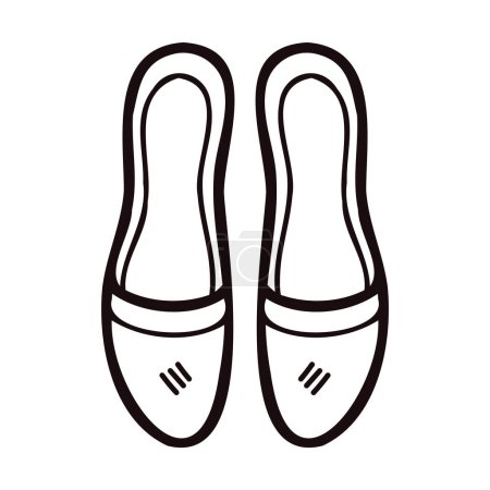 Téléchargez les illustrations : Sandales femmes dessinées à la main dans le style doodle isolé sur fond - en licence libre de droit