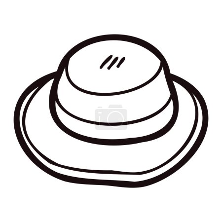 Téléchargez les illustrations : Chapeau de soleil dessiné à la main dans le style doodle isolé sur fond - en licence libre de droit