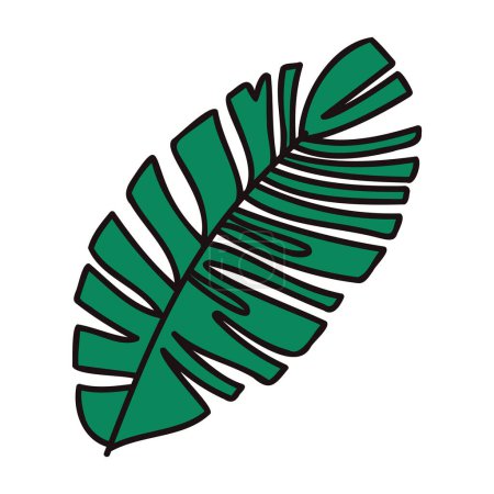 Illustration for Hand Drawn palm leaves from the top view in doodle style isolated on background - Royalty Free Image